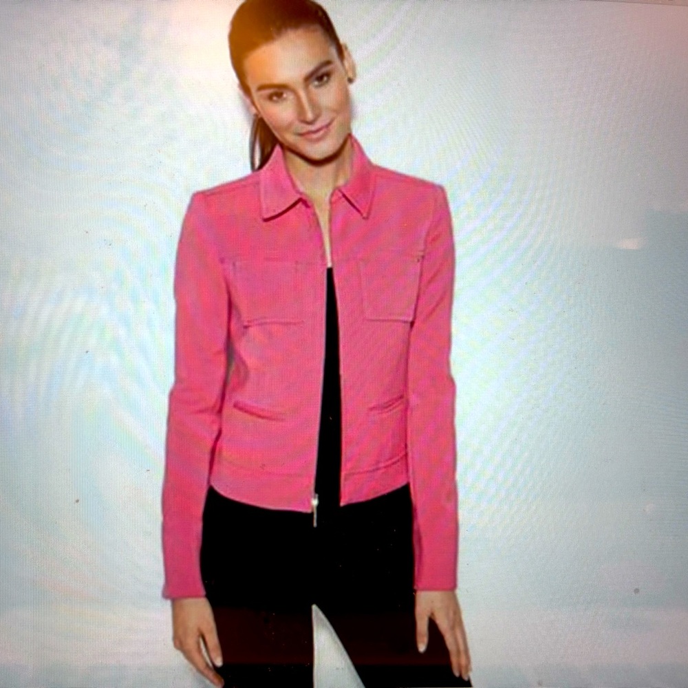 Anne Klein Zippered 4-Pocket Jacket in Hot Pink, Size 10